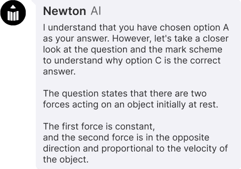 AI's feedback to a student's answer