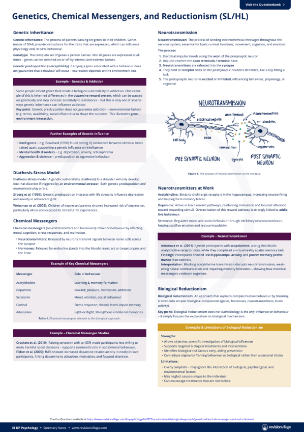 Genetics, Chemical Messengers & Reductionism