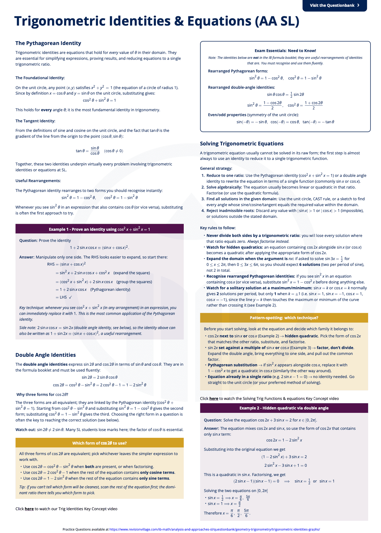 Trigonometric Identities & Equations