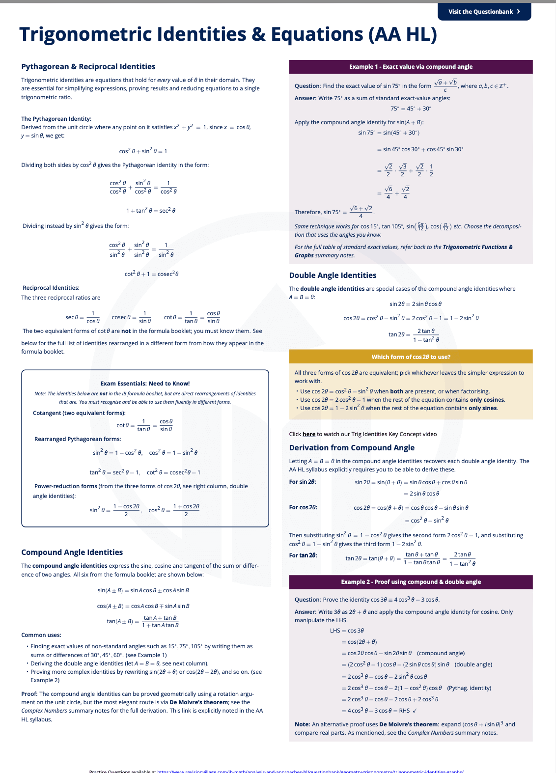 Trigonometric Identities & Equations